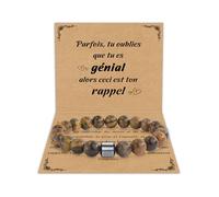 SUNSH Pierre Naturelle 8mm Bracelets Homme Cadeau Anniversaire, Fête des Pères, Cadeaux pour Papa Grand-Père Mari Copain Couple Noël