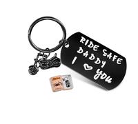 SUNSH Porte-clés Ride Safe Daddy I Love You Dad from Daughter Son Cool Motorcycle Biker Cadeau de fête des pères pour homme Papa Noir, noir