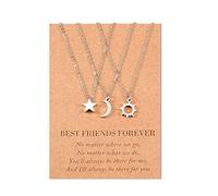 SUNSH Soleil et Lune Collier Meilleur Ami 3 Pièces Dames Adolescentes Filles Amitié Meilleurs Amis Collier Ensemble Soeur Bijoux BFF Cadeaux pour Elle