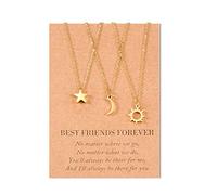 SUNSH Soleil et Lune Collier Meilleur Ami 3 Pièces Dames Adolescentes Filles Amitié Meilleurs Amis Collier Ensemble Soeur Bijoux BFF Cadeaux pour Elle