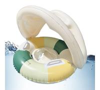 Sunshade Baby Swimming Float - Foldable Baby Pool Ring with Safety Seat and Detachable Canopy, Infant Swim Trainer Ring | Retro Pool Float Toy for Garden Backyard Beach Outdoor Water Activities