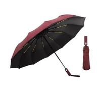 Sunshade Umbrella Parapluie entièrement automatique à 12 baleines, colle noire - Quille épaisse, trois plis, résistant aux , design pliable for plus de protection et style pour Homme Femmme(Wine red)