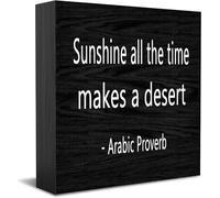 Sunshine All The Time Makes A Desert Home Office Decor Panneau de boîte en bois, accessoire de bureau décoratif positif, plaque en bois pour meuble TV, étagère 12,7 x 12,7 cm