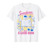 Sunshine and A Good Book Summer Reading Beach Reads Bookworm T-Shirt