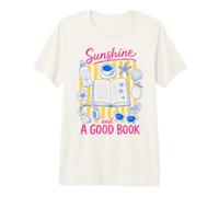 Sunshine and A Good Book Summer Reading Beach Reads Bookworm T-Shirt Haut de Gamme
