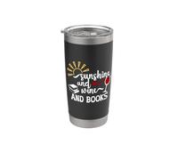Sunshine and Wine and Books,Drink Wine Read Book Wine Theme Gobelet isotherme en acier inoxydable double paroi