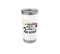 Sunshine and Wine & Books,I Drink Wine Read Books Wine Theme Gobelet isotherme en acier inoxydable double paroi