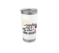 Sunshine and Wine & Books,I Drink Wine Read Books Wine Theme Gobelet isotherme en acier inoxydable double paroi