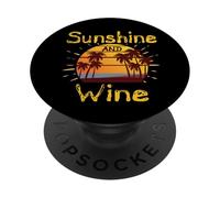 Sunshine and Wine Buveur de vin Tropical d'été Palmiers PopSockets PopGrip Adhésif