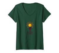 Sunshine and Wine: Summer Delight Verre à vin T-Shirt avec Col en V, Femme, Vert Forêt, XXL