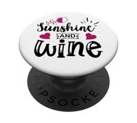 Sunshine and Wine Womens Funny Wine & Sunshine Wine Drinking PopSockets PopGrip Adhésif