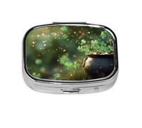 Sunshine Clover Mini pilulier carré en métal Organiseur de médicaments de voyage 2 compartiments de poche Petit étui de rangement portable