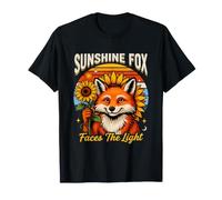 Sunshine Fox Faces The Light Tournesol rétro T-Shirt