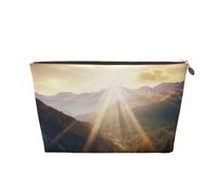 Sunshine in Mountains Trousse de toilette de voyage en cuir PVC avec fermetures éclair dorées, organiseur étanche pour maquillage, articles de toilette et essentiels, Argenté., Taille unique, Trousse