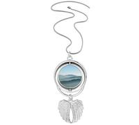 Sunshine Mountains Fog Nature Pendentif ailes d'ange Collier rotatif Bijoux