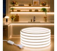 Sunshine smile Bande LED COB 3 m, connexion directe 220 V avec prise européenne, blanc naturel 6000 K, bande LED haute densité, flexible, étanche, pour chambre à coucher, armoire, maison, décoration