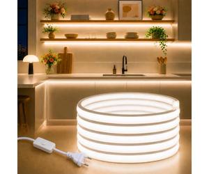 Sunshine smile Bande LED COB 3 m, connexion directe 220 V avec prise européenne, blanc naturel 6000 K, bande LED haute densité, flexible, étanche, pour chambre à coucher, armoire, maison, décoration