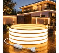 Sunshine smile Bande LED COB de 15 m, connexion directe 220 V avec prise européenne, blanc chaud 6000 K, bande LED haute densité, flexible, étanche, pour chambre à coucher, armoire, maison, décoration
