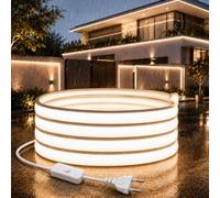 Sunshine smile Bande LED COB de 15 m, connexion directe 220 V avec prise européenne, blanc naturel 6000 K, bande LED haute densité, flexible, étanche, pour chambre à coucher, armoire, maison
