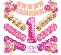 Sunshine smile Décoration d'anniversaire 1 an Ballon,Ballons à Confettis,Ballon Anniversaire,Ballon,Ballon de 1er Anniversaire,Anniversaire 1 an (Rose doré)