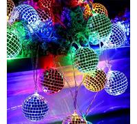 Sunshine smile Guirlande lumineuse à 20 boules disco à LED - 300 cm - Pour fête disco - Mini boules disco - Décoration d'arbre - Guirlande lumineuse orientale marocaine