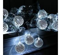 Sunshine smile Guirlande lumineuse à 20 boules disco à LED - 300 cm - Pour fête disco - Mini boules disco - Décoration d'arbre - Guirlande lumineuse orientale marocaine