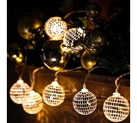 Sunshine smile Guirlande lumineuse à 20 boules disco à LED - 300 cm - Pour fête disco - Mini boules disco - Décoration d'arbre - Guirlande lumineuse orientale marocaine