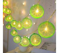 Sunshine smile Guirlande lumineuse citrons, 3M 20 LED lumière citron, lumière citron vert, lumière décorative pour terrasse, alimentée par piles pour carnaval, Halloween, intérieur et extérieur