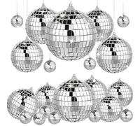 Sunshine Smile - Lot de 12 Boules à Facettes Argentées, Boules Disco pour Fête, Décorations de Noël