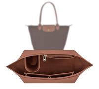 Sunshine smile Organisateur pour Longchamp Pliage L, Multi-Pocket Felt Handbag Organizer, Marron