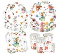 Sunshine Smile Set de 50 couverts pour fêtes d'anniversaire, motif: fée papillon, pour anniversaire, décoration pour enfants