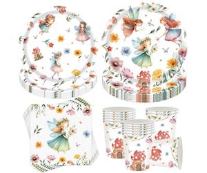 Sunshine Smile Set de 50 couverts pour fêtes d'anniversaire, motif: fée papillon, pour anniversaire, décoration pour enfants