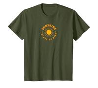 Sunshine State of Mind : Retro Sun Positive Vibes T-Shirt, Enfant, Olive, 3 Ans