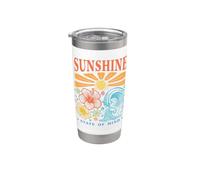 Sunshine State of Mind Tropical Hibiscus Wave Design Beach Gobelet isotherme en acier inoxydable double paroi