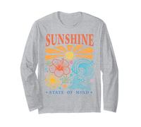 Sunshine State of Mind Tropical Hibiscus Wave Design Beach Manche Longue