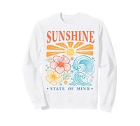 Sunshine State of Mind Tropical Hibiscus Wave Design Beach Sweatshirt