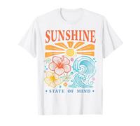 Sunshine State of Mind Tropical Hibiscus Wave Design Beach T-Shirt