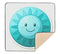 Sunshine Sticker : tapis de jeu en mousse souple bleu sarcelle pour l'intérieur et l'extérieur, 127 x 127 cm