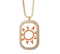 Sunshine Sun Collier avec pendentif en forme de soleil avec strass et peinture à la main Orange