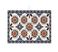 Sunshine Tapis de séchage à vaisselle pour comptoir de cuisine, tapis de séchage absorbant en microfibre motif floral orange rustique 45,7 x 61 cm
