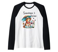 Sunshine & Wine Dog Mom Wine Lover Drinking Summer Beach Manche Raglan