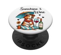 Sunshine & Wine Dog Mom Wine Lover Drinking Summer Beach PopSockets PopGrip Adhésif