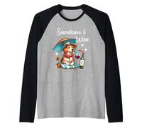 Sunshine Wine Dog Mom Wine Lover Drinking Summer Vibes Beach Manche Raglan