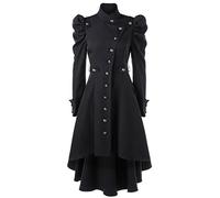 Sunshinebeauty Trench long gothique vintage pour femme Steampunk victorien avec queue d'hirondelle, Noir , XXL