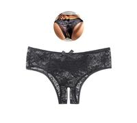 sunshinelady Culotte Ouverte String Femme Sexy Chic Grande Taille Shorty Dentelle Tanga Transparente Taille Basse Bresilien Slip Fendu sous Vetement Feminins Lingerie Panties Thong Women Noir M
