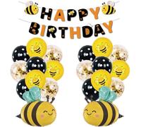 SUNSK Abeille Ballons Insecte Hélium Ballon Bumble Ballons en Latex Happy Birthday Bannière Décorations de Fête pour Enfants Anniversaire (Lot de 21)