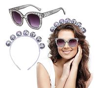 SUNSK Lot de 2 boules disco à facettes - Lunettes de soleil - Serre-tête avec boules disco - Accessoires de lunettes de soleil à paillettes - Accessoires pour fête