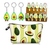 SUNSK Set de Papeterie Trousse à Crayons en Cuir avec Motif Avocat Porte-Clés Avocat Mini Pinces à Linge en Bois Porte-clés Mignon Avocado Stationery Trousse Scolaire 14 pièces
