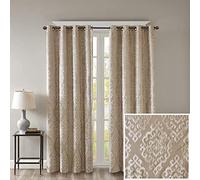 SunSmart Mirage 100% Total Blackout Single Window Curtain Panneau en Jacquard damassé avec Haut Grommet Champagne 50 x 241 cm
