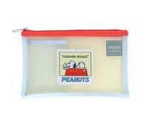 Sunstar Bungu S2323338 Snoopy Trousse en maille B6 MIESH Ivoire x Bleu clair, Ivoire × bleu clair, Étui à stylo